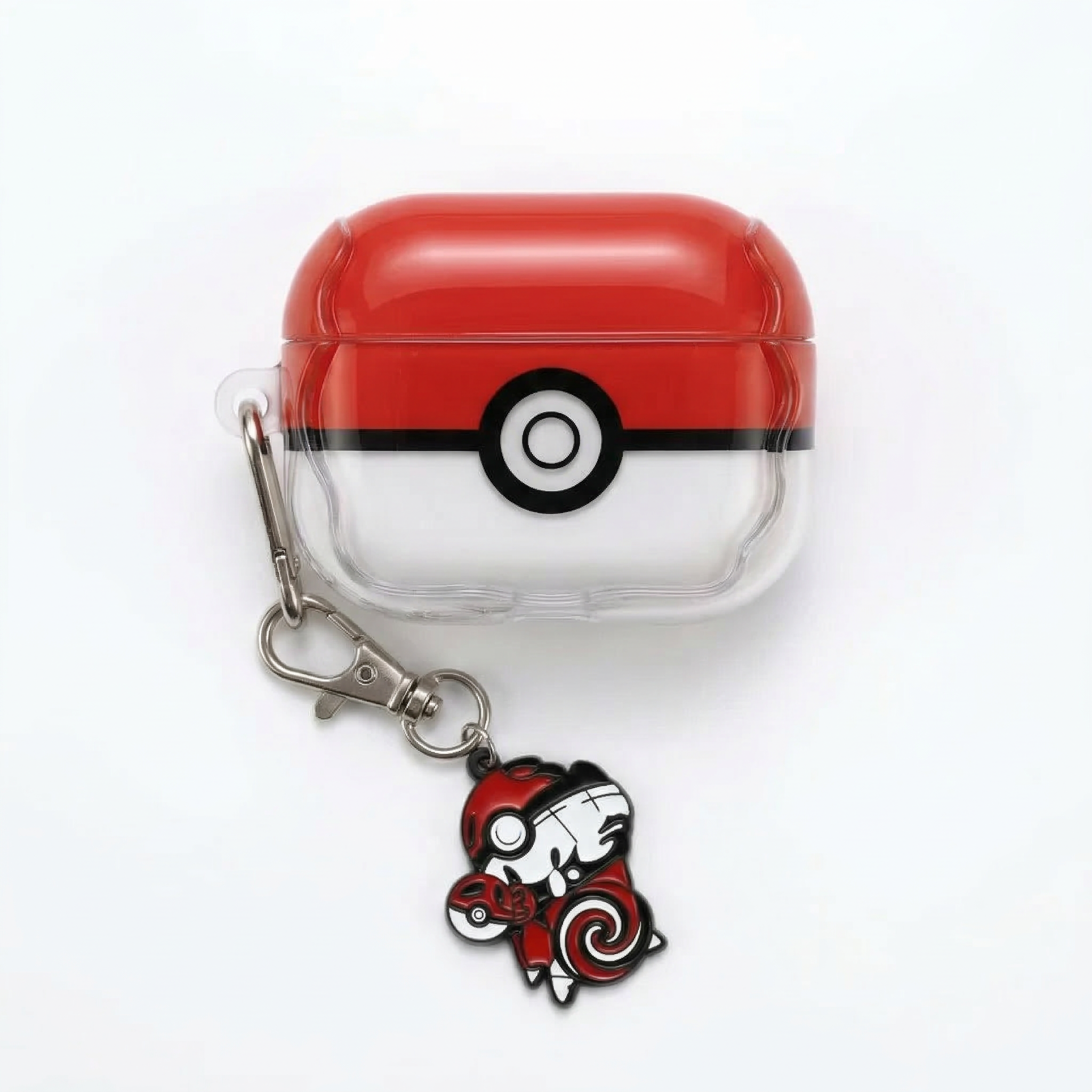 Red and White Sphere Clear Case with Blue Spiral Charm for AirPods Case