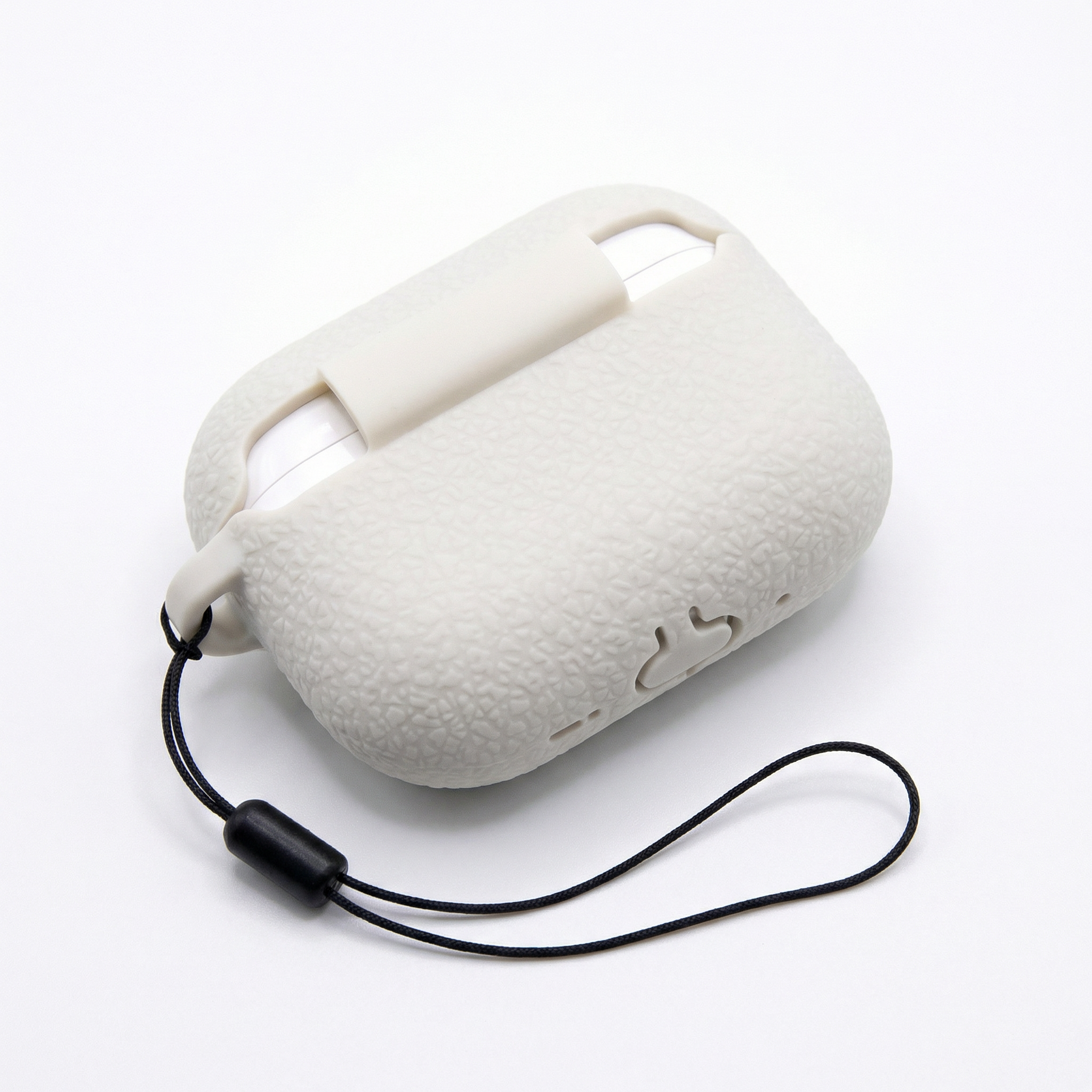 Textured Stone White Silicone AirPods Case – Universal Fit