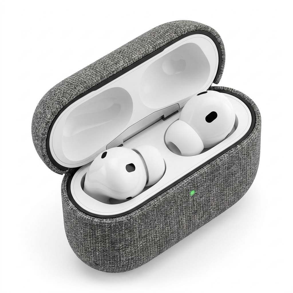 Textured Fabric Grey AirPods Case – Universal Fit