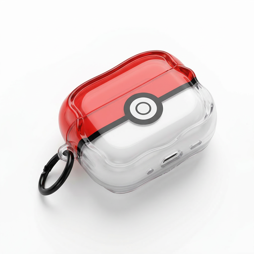 Red and White Sphere Clear Case with Blue Spiral Charm for AirPods Case