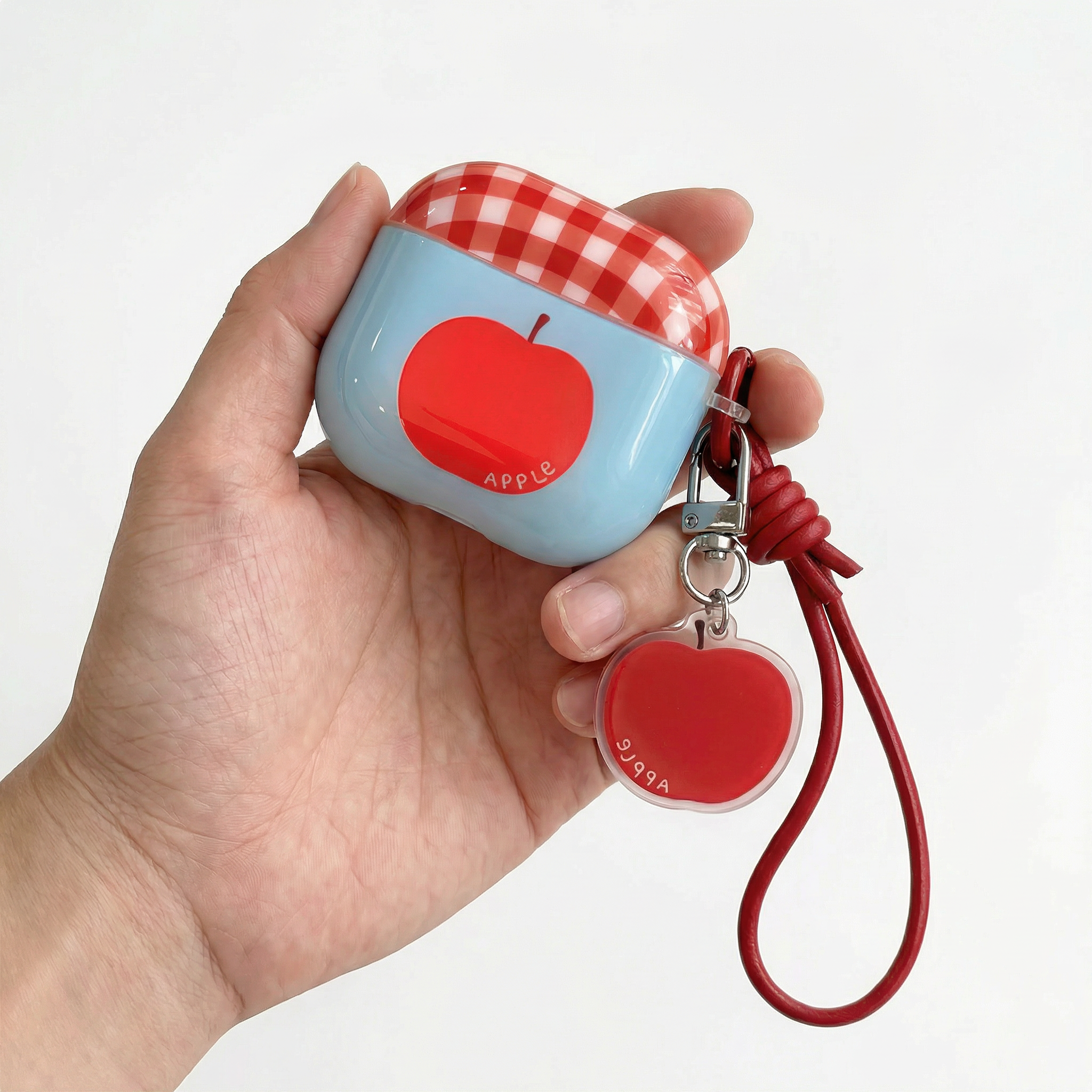 Cute Red Apple AirPods Case with Matching Charm & Lanyard – Universal Fit