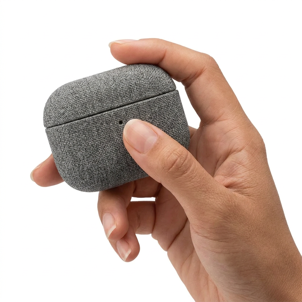 Textured Fabric Grey AirPods Case – Universal Fit