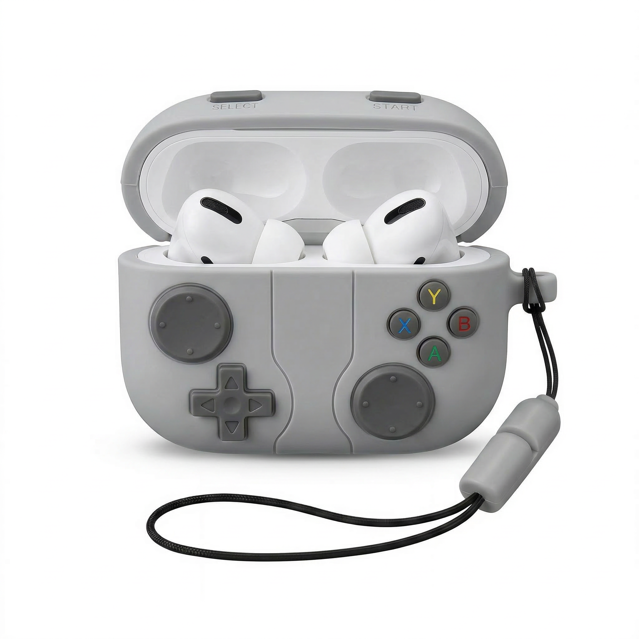 80s Nostalgia 8-Bit Gamepad AirPods Case – Vintage Gray Silicone Gaming Design
